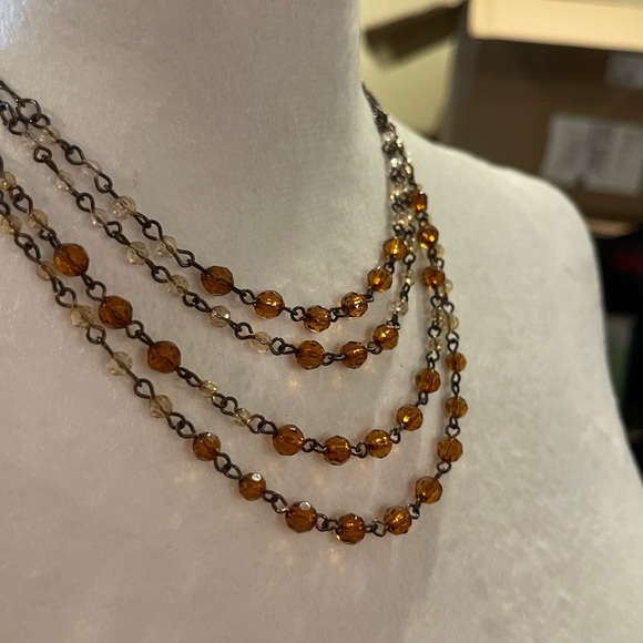 Vintage 1928 Multi-Strand Sparkling Beaded Chain Adjustable Necklace - Picture 3 of 5